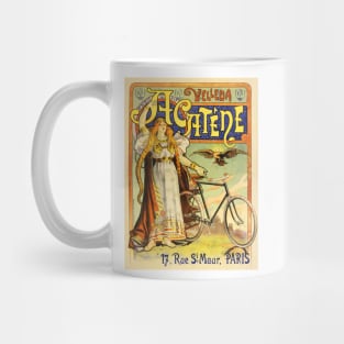 VELLEDA ACATENE Paris 1890 French Bicycle Art Nouveau Advertising Mug